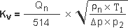 kv = qn / 514 * sqrt（（ρn* t1）/（Δp* p2））