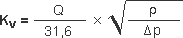 Kv = Q/31.6 *√(ρ/Δp)